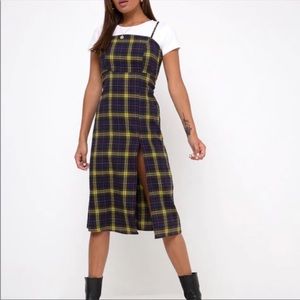 Motel Rocks Kaoya Dress Brown Yellow Check Size Large